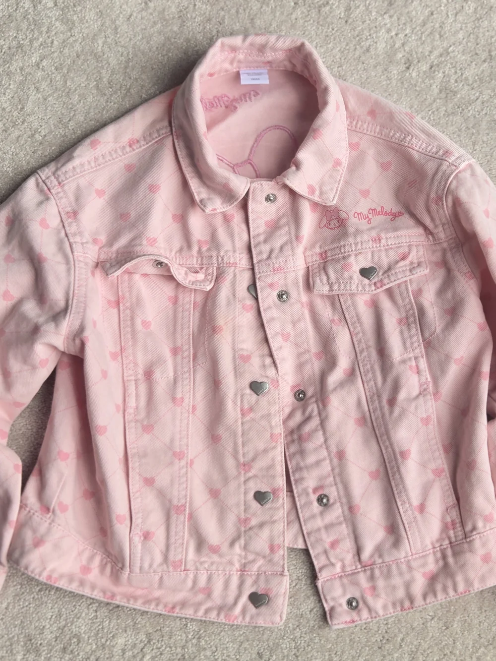 Sanrio My Melody Pink Jean Jacket with Heart Print
